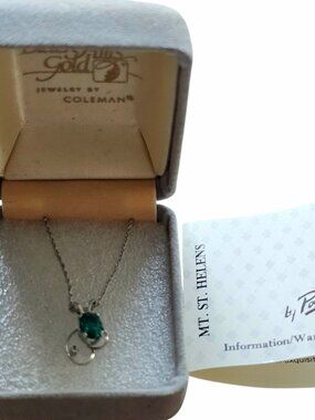 Mt. St. Helens Helenite Green Emerald Pendant Necklace - by Parle